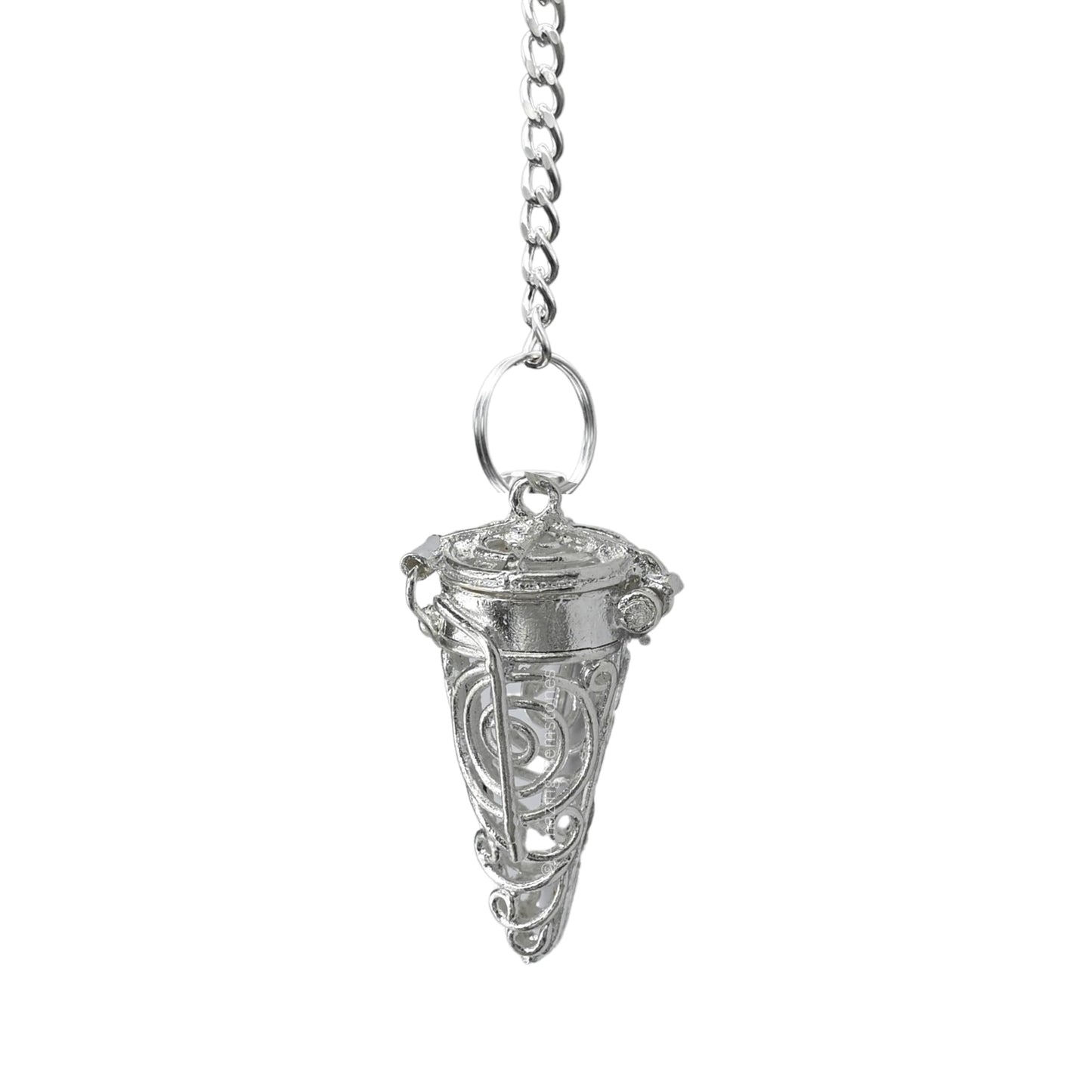 Amazing Gemstone Healing Metal Pendulums for Divination, Silver Cone Chamber Steel Copper Pendulum High Energy Pendulo de Bronce Pendulos de Mesa MP88