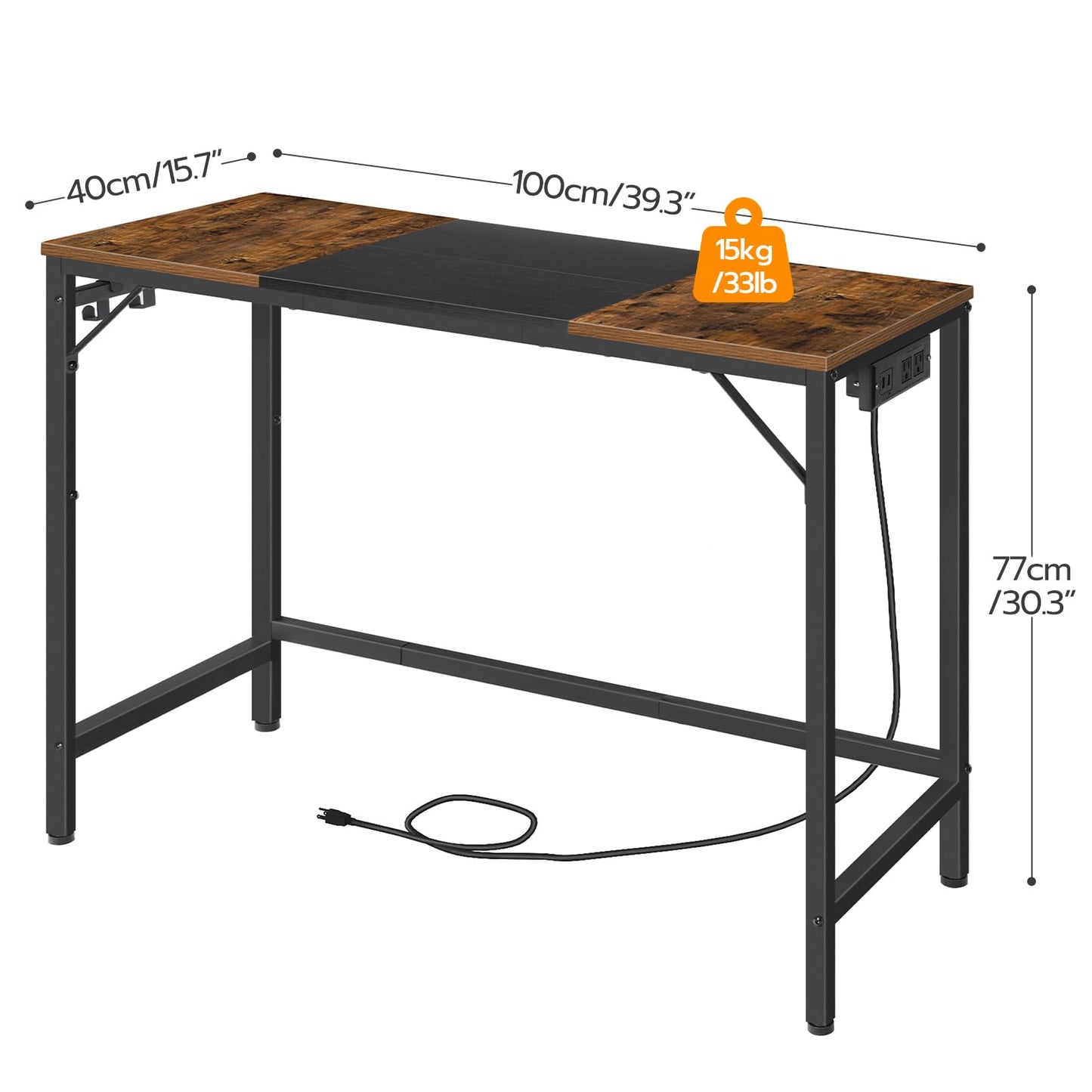 HOOBRO Computer Desk and Mobile PC Stand Bundle, Home Office Desk with Power Outlet, Ventilated Computer Tower Stand, BF41UDN01-BB46CJ01