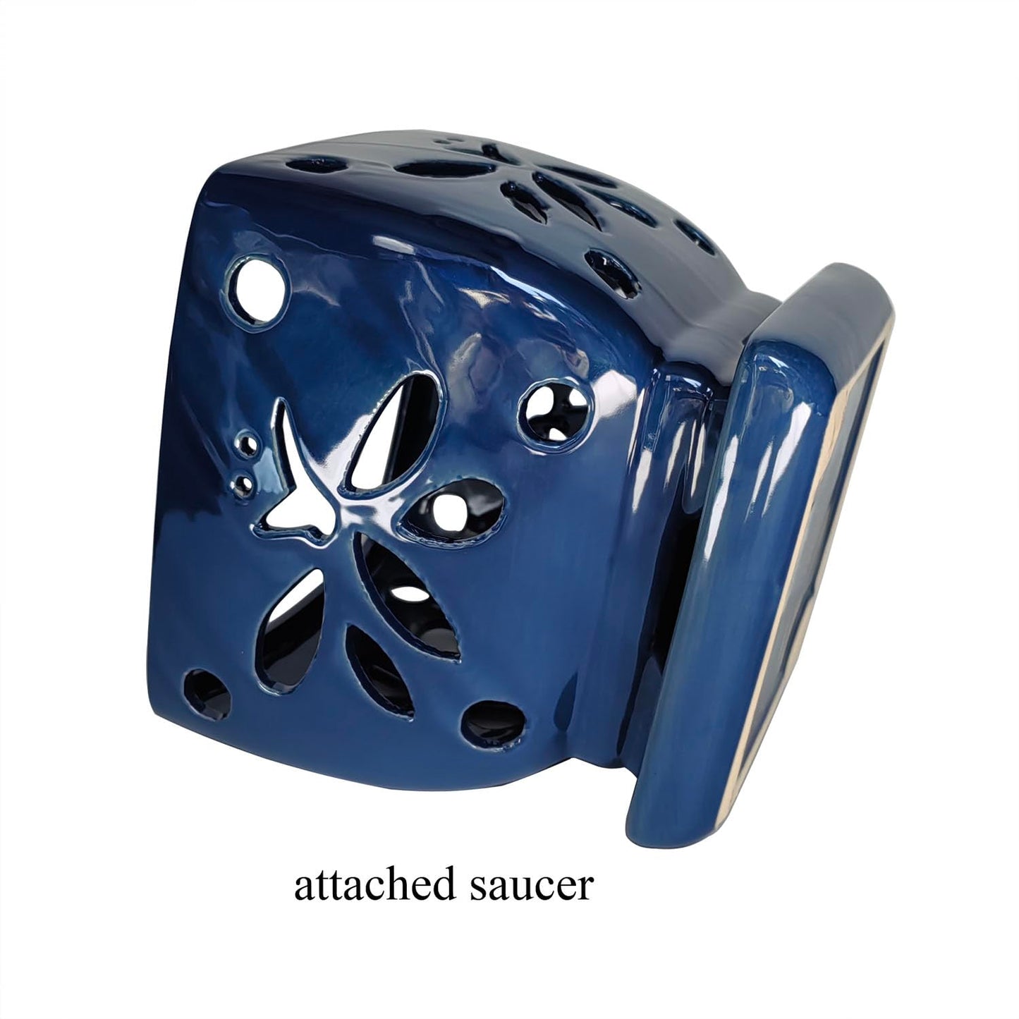 Grdthzey Orchid Pots with Holes Square Ceramic Orchid Planter Pots 5.7 inch (Blue)
