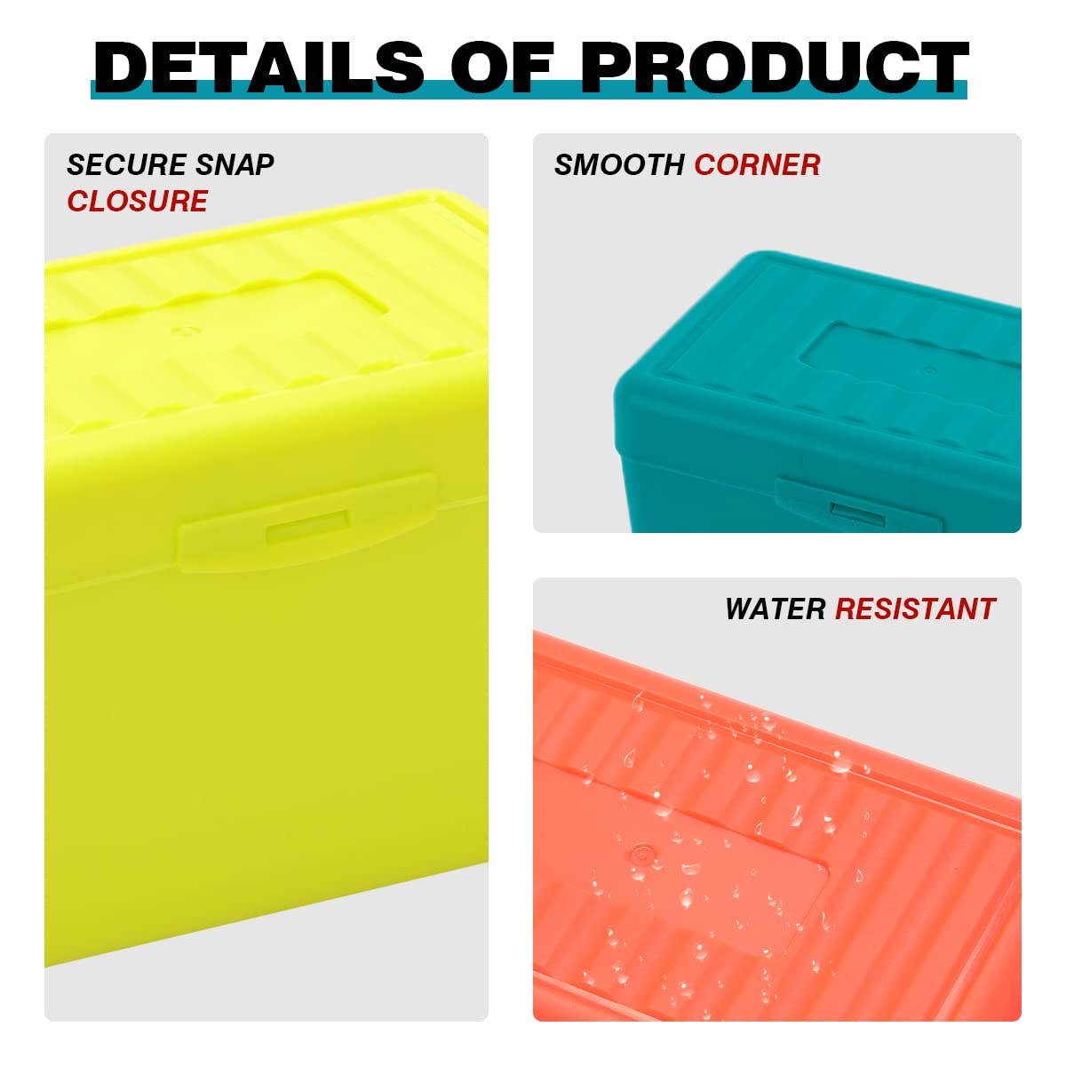 H4D Index Card Holder 3x5, Index Card Box Organizer Case, 3x5 Flash Note Card Holder, 3 Packs (Red/Green/Yellow)