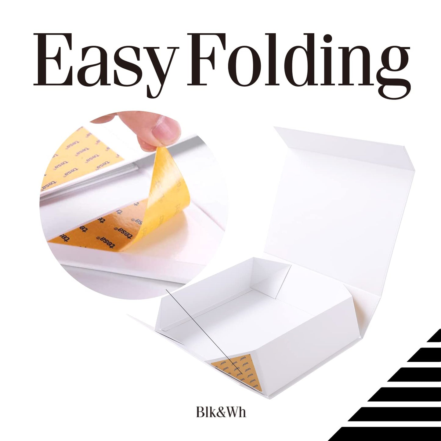 BLK&WH Large Gift Box 13.5x10x3.5 Inches, White Gift Box with Magnetic Closure Lid, Sturdy Shirt Box, Rectangle Collapsible Box for Gift Packaging (Matte White)
