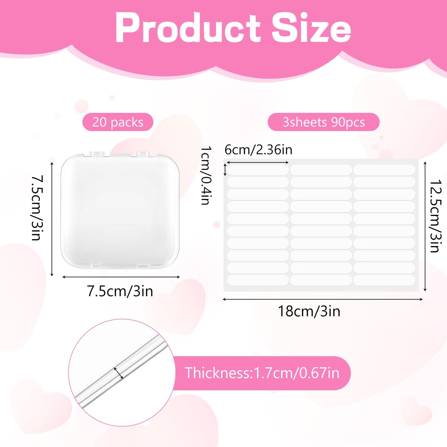 PEOVLVN 20pcs Press on Nail Storage Box Press on Nails Packaging Fake Nail Storages Case with 90 Pcs Adhesive Double Sided Tape for Fake Nail Storage Nail Display Nail Salon