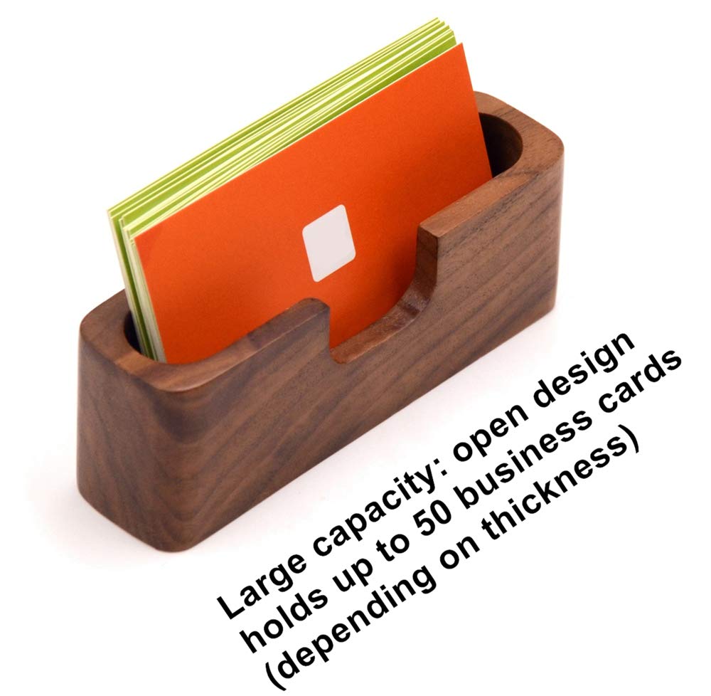 Bamber 3-Pack Walnut Wood Business Card Holder for Desk Wooden Business Card Organizer Case Stand