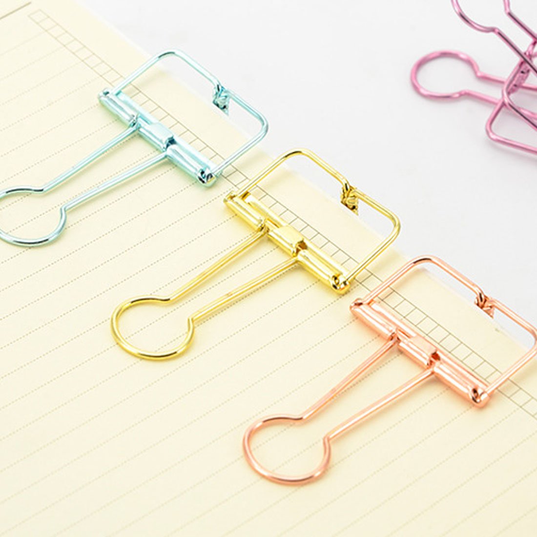 Hollow Out Paper Binder Clip Invoice Bill Clip Office Supplies Pack of 20 (M, Bronze)