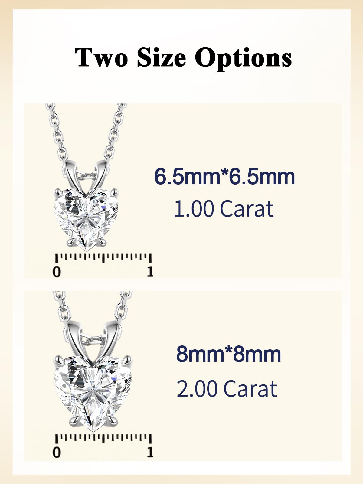 CYW Womens Small Moissanite Simple Heart Necklace 925 Sterling Silver Imitation Diamond Solitaire Pendant Necklace