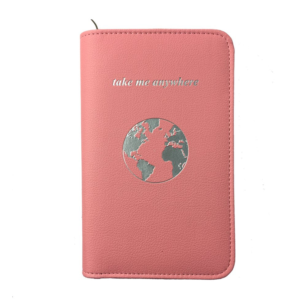 Phone Charging Passport Holder with Removable Fast Charging Power Bank that holds money, cards, phone, travel docs- RFID Blocking - Compatible with All Phones - Travel Accessories (Blush)