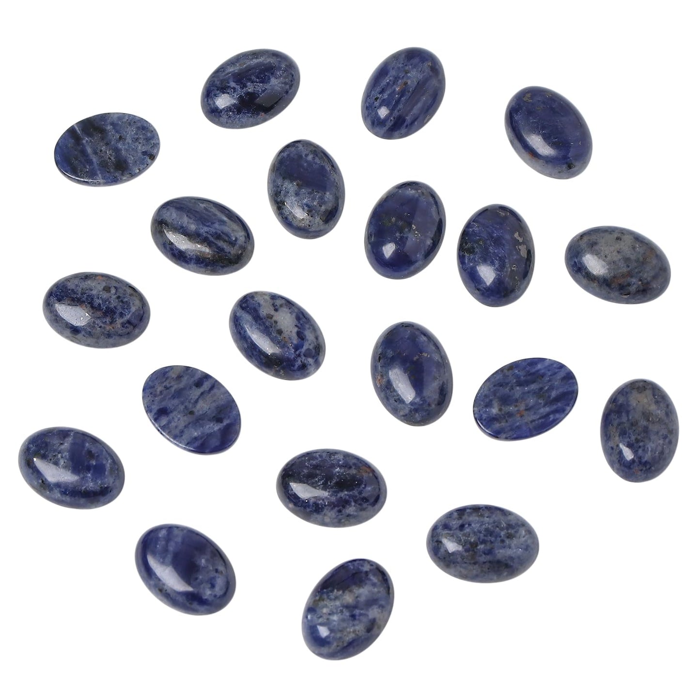 Loveliome 18x13mm Oval Cabochons Flatback Crystal Stone Gemstones Beads for Jewelry Making DIY Pack of 10, Sodalite