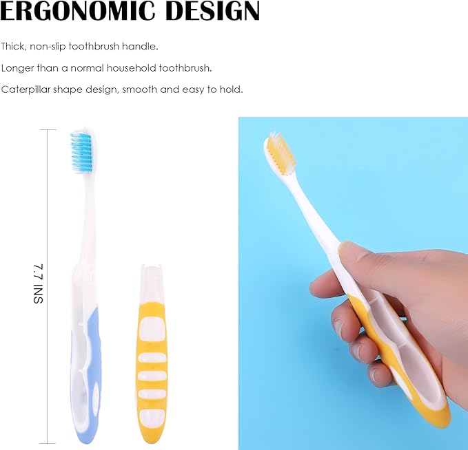 EasyHonor Folding Toothbrush Bulk,Soft Potable Size, Individually Wrapped,for Travel Camping School Home Supplies.(20 Pcs)