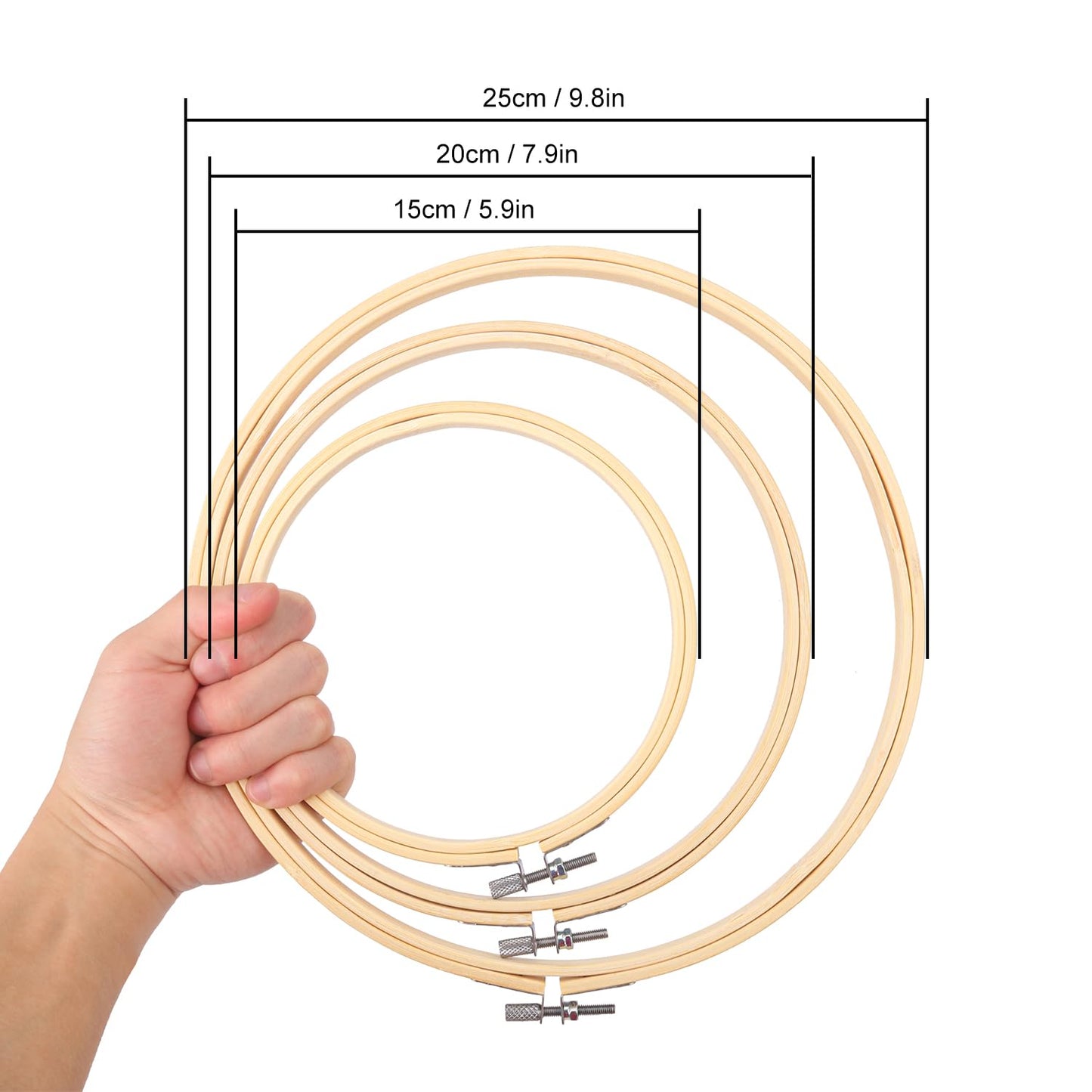 Geytetqi 30 PCS Embroidery Hoop, 10 inch & 8 inch & 6 inch Natural Bamboo Cross Stitch Ring Hoops, Versatile and Durable for Art, Craft, and Needlework