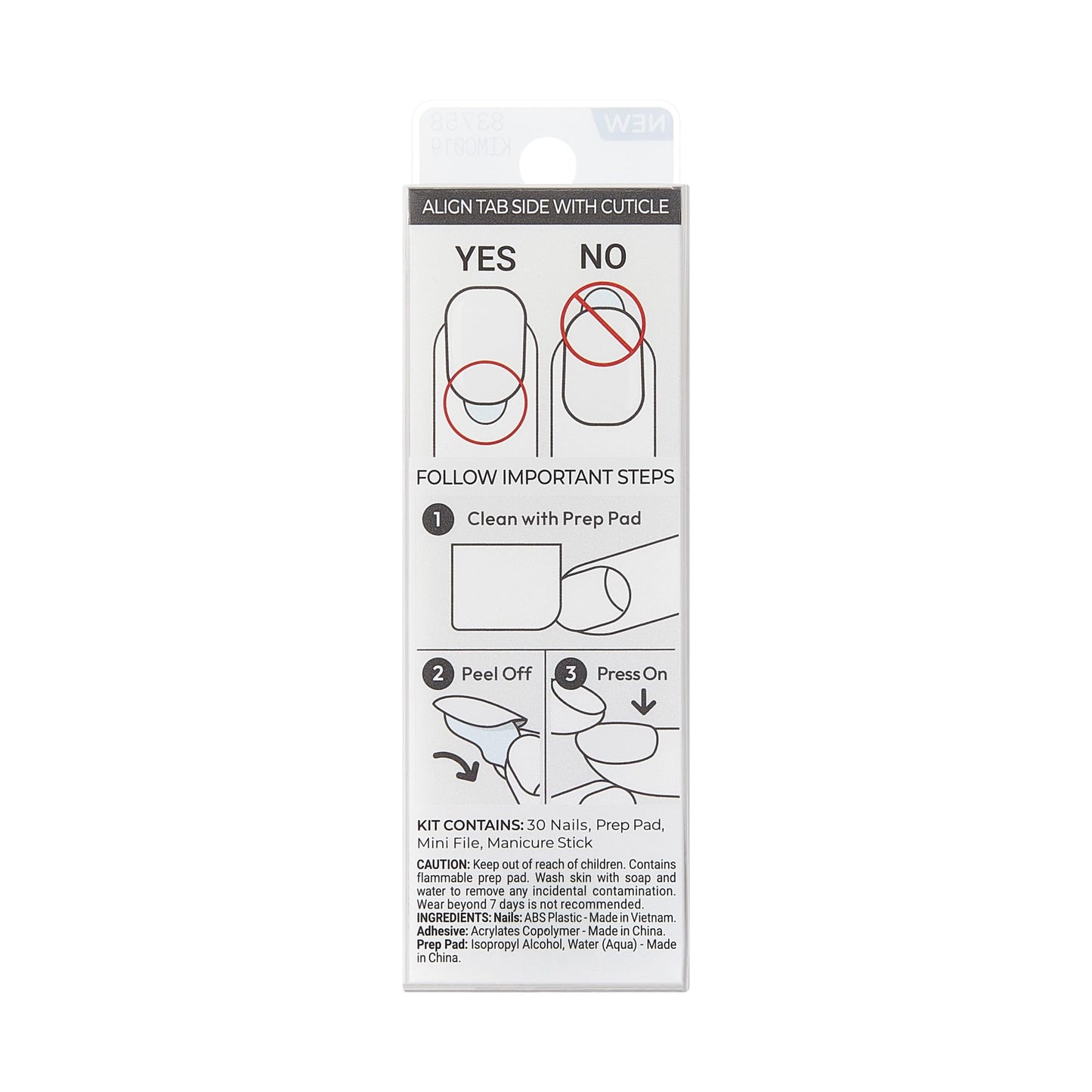 Kiss Impress No Glue Mani Press On Nails, Color, 'Frosting', White, Short Size, Squoval Shape, Includes 30 Nails, Prep Pad, Instructions Sheet, 1 Manicure Stick, 1 Mini File