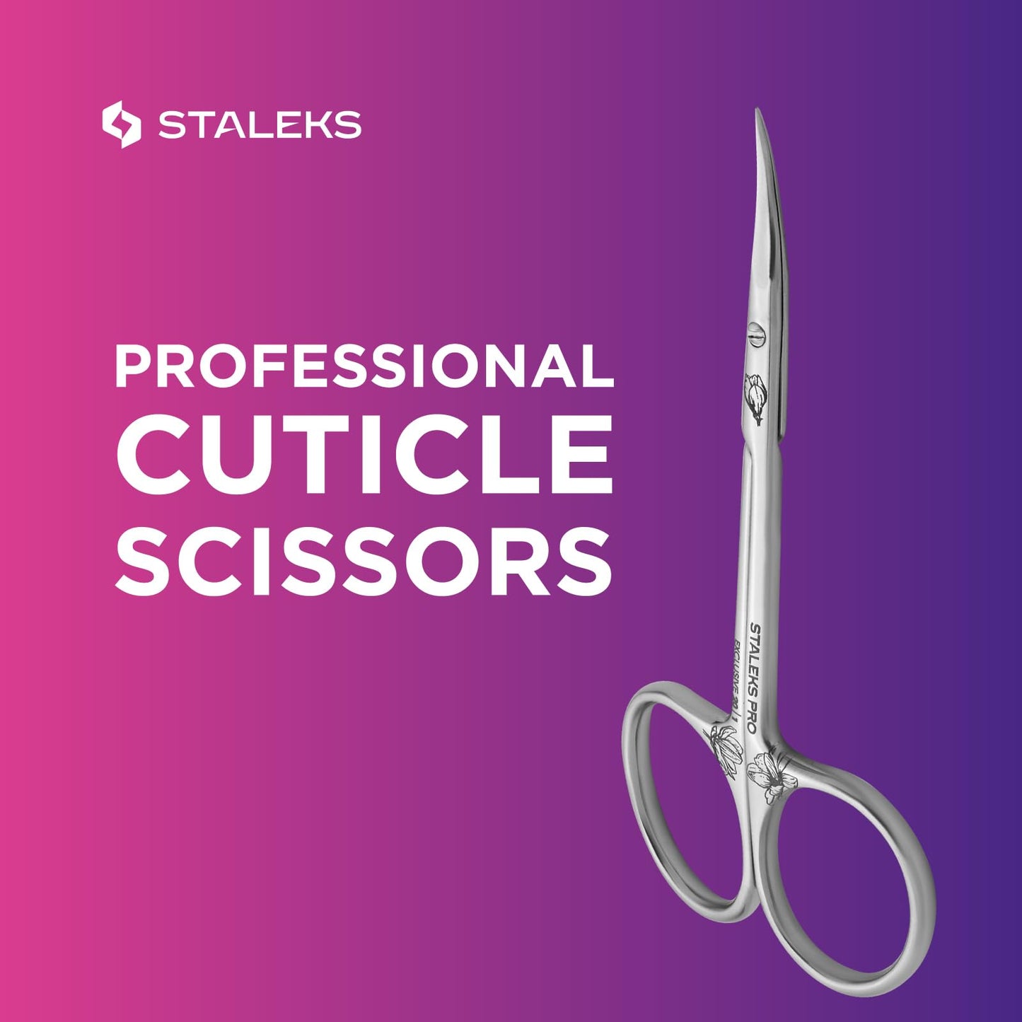 Staleks Exclusive 20 Type 1 Cuticle Scissors (Magnolia) – Professional Manual Sharpening and Classic Curved Blades