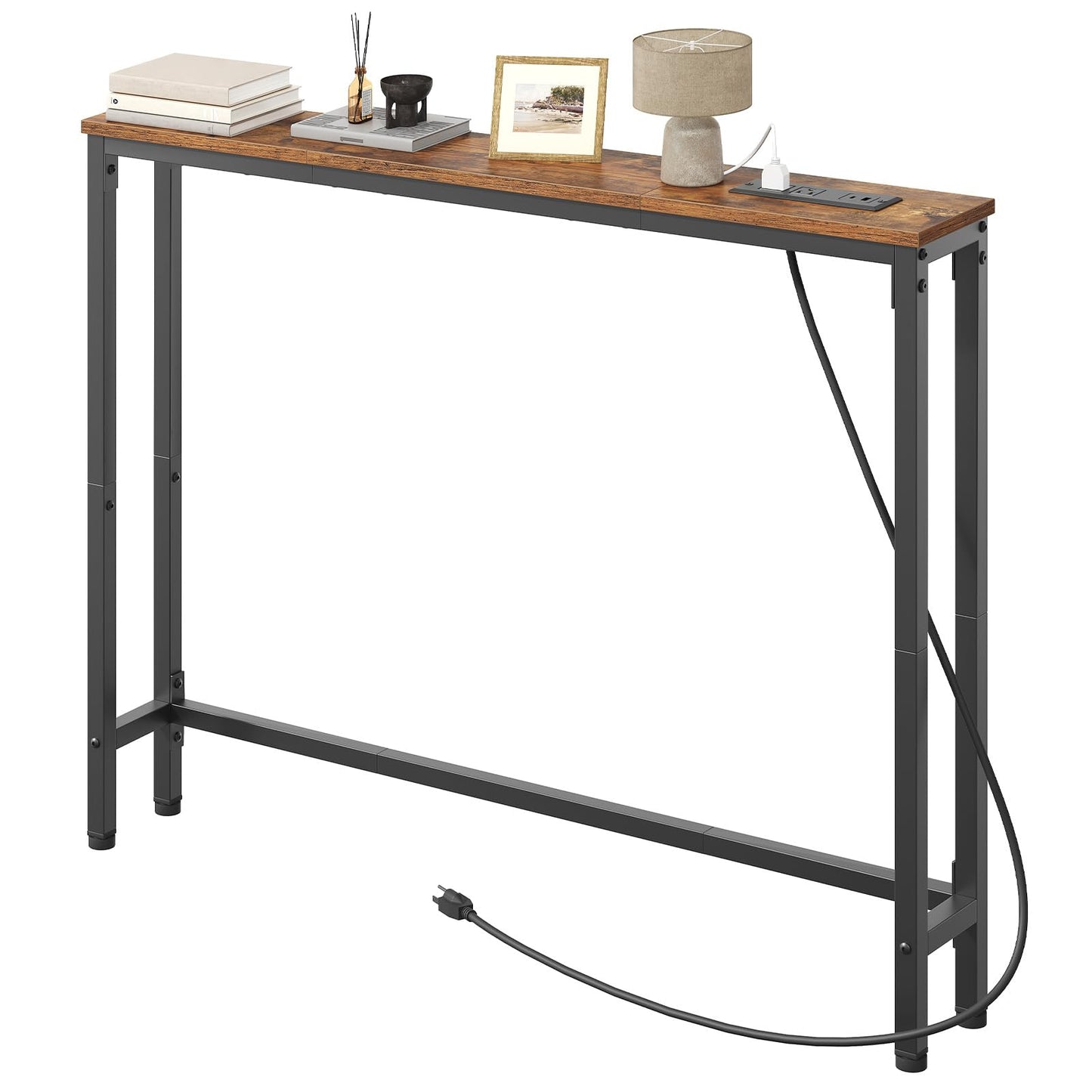 HOOBRO Narrow Console Table and Console Table Bundle, 15.7" Entryway Table with 2 Fabric Drawers, 39.4 Inch Narrow Entryway Table with Power Outlets, BF71XG01-BF52UXG01G1