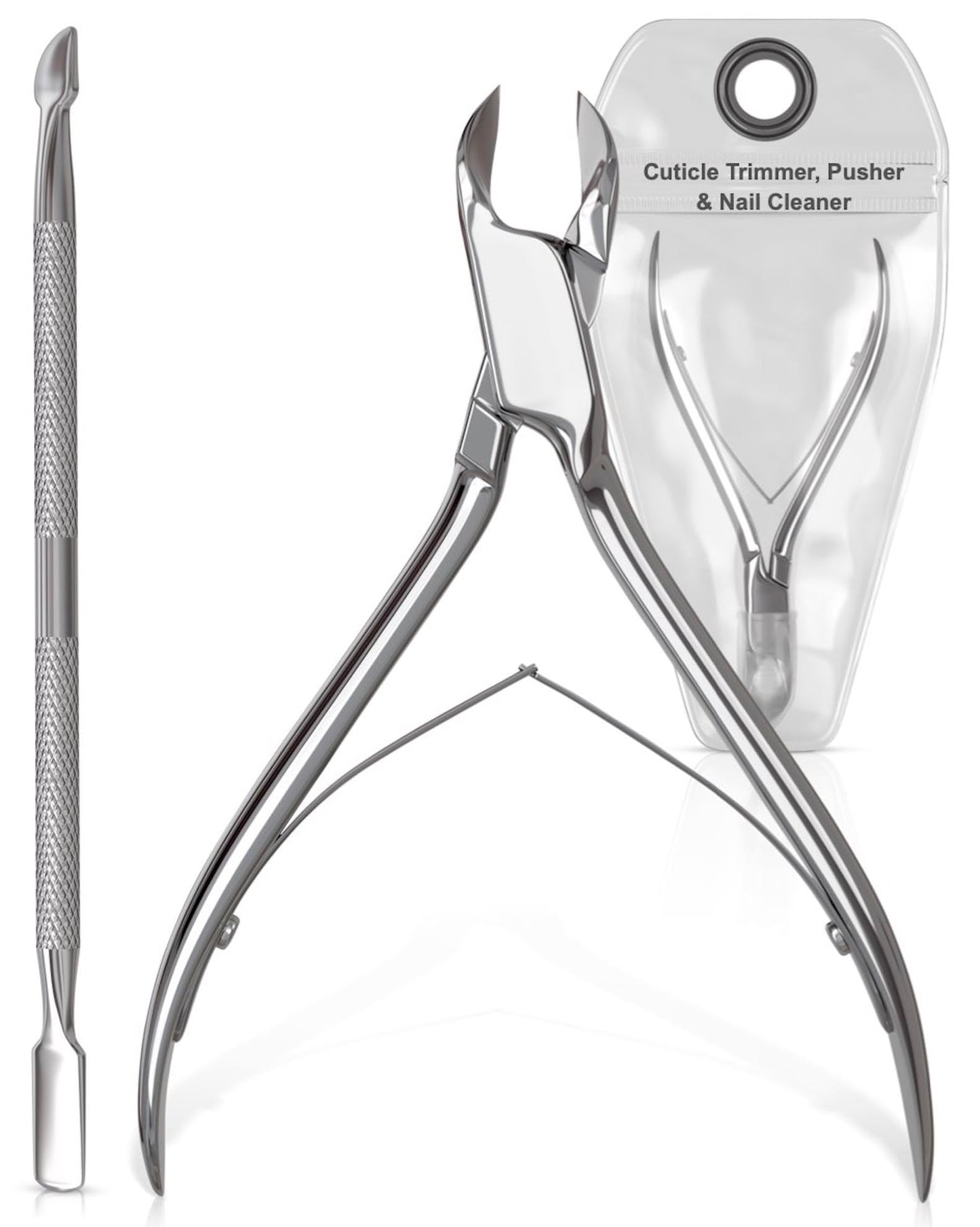 Cuticle Nippers & Trimmer Manicure Clippers Dead Skin Remover - Professional Stainless Steel Cutters Beauty Tool with Nail Cleaner and Pusher