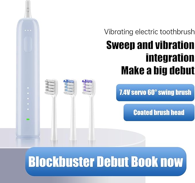 Wave Electric Toothbrush for Adults – Sonic Vibration & Rotation Technology, 3 Brush Heads, IPX7 Waterproof, Travel-Friendly, Deep Cleaning, Durable & Convenient Design