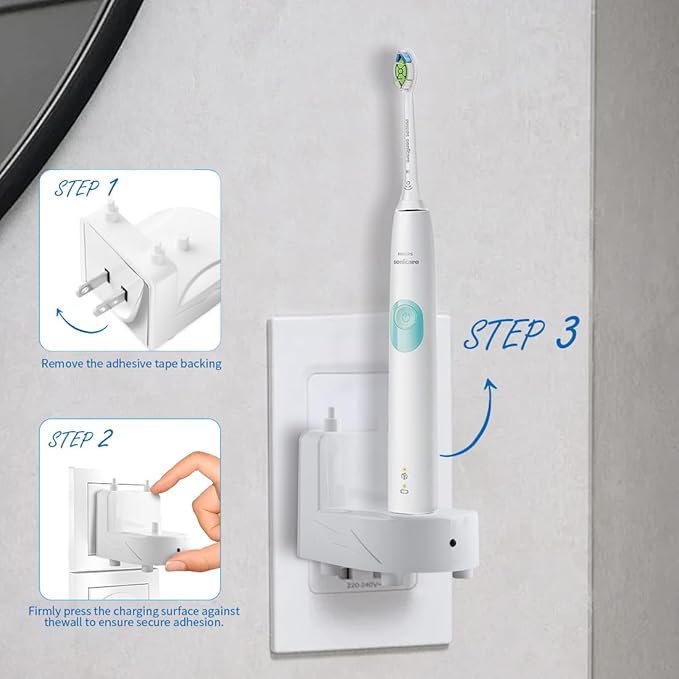 Electric Toothbrush Charger for AquaSonic Electric Toothbrush, Wireless Wall Charger for AquaSonic Black Series/AquaSonic Vibe Series Toothbrush, Save Space/Waterproof/Portable (White)