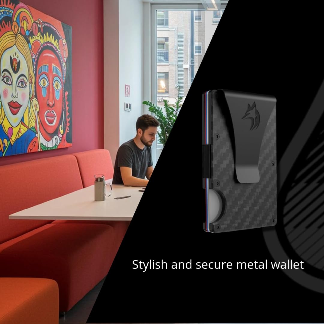 TRAVELINGO Slim RFID Blocking Wallet For Men - Light Weight, Durable & Compact- Minimalist Wallet With Money Clip (Carbon Fiber)
