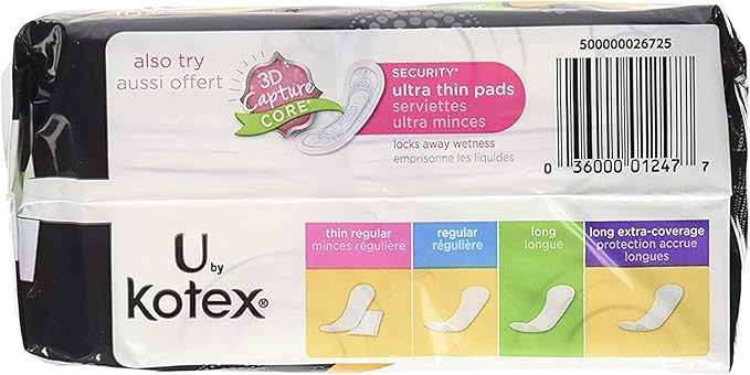 Kotex Natural Balance Absorbent Liners, Long, 16 Count (Pack of Six)