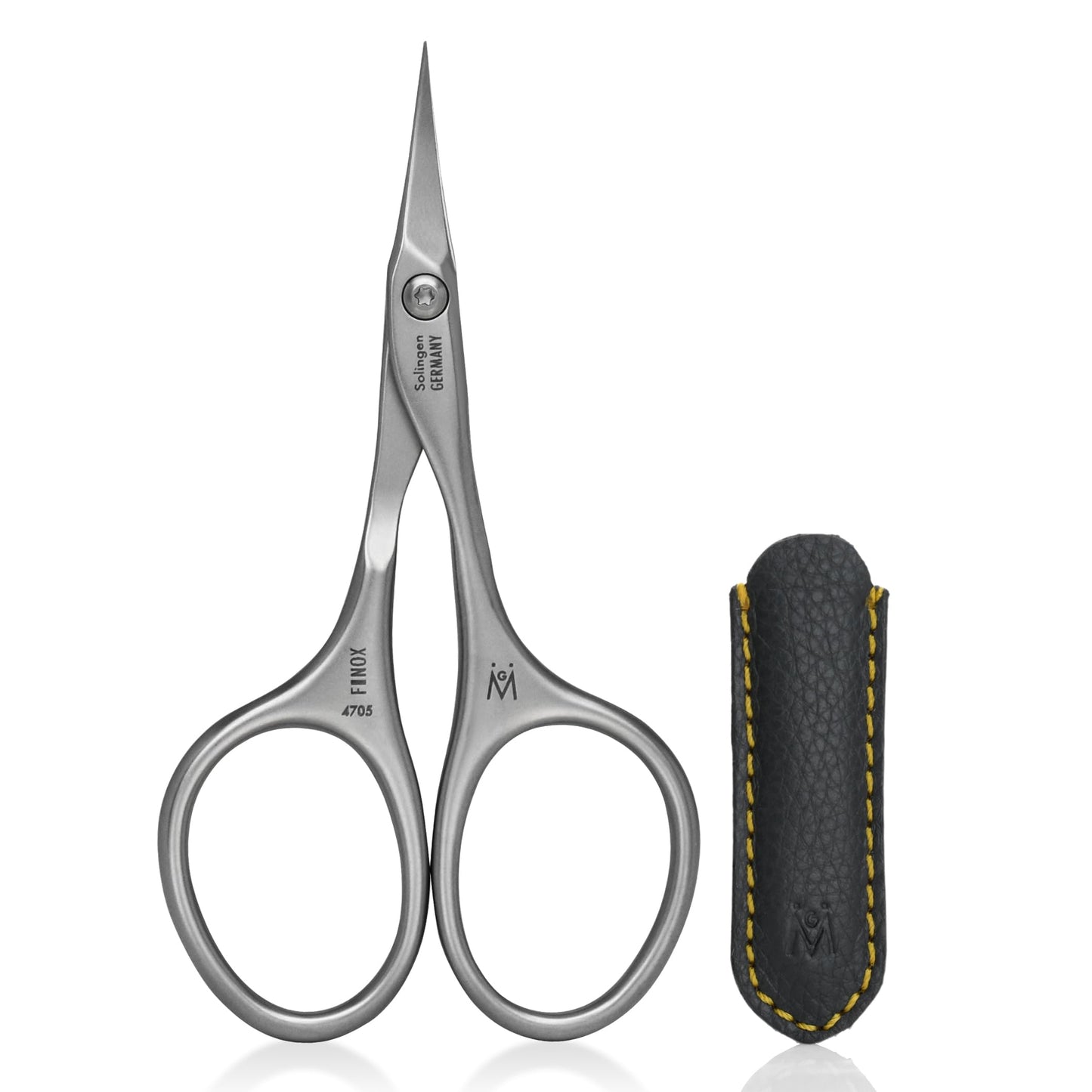 GERMANIKURE Tower Point Cuticle Scissors Grooming Scissors FINOX Stainless Steel Professional Nail Scissors in Leather Case -Ethically Made in Solingen Germany - 4705