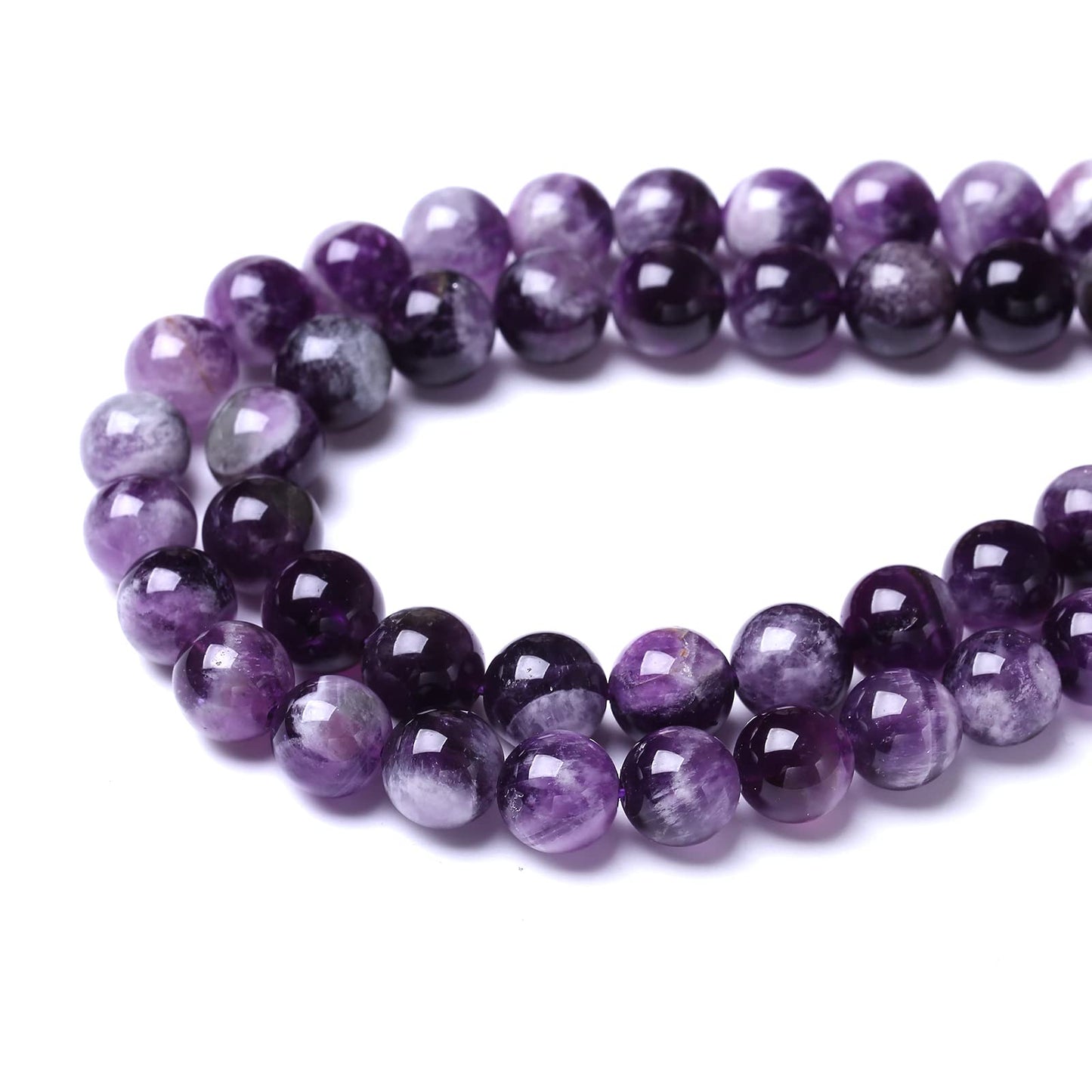 45PCS 8MM Beads Natural Purple Dream Lace Amethysts Stone Round Loose Beads Gemstones for Jewelry Making DIY 15Inches