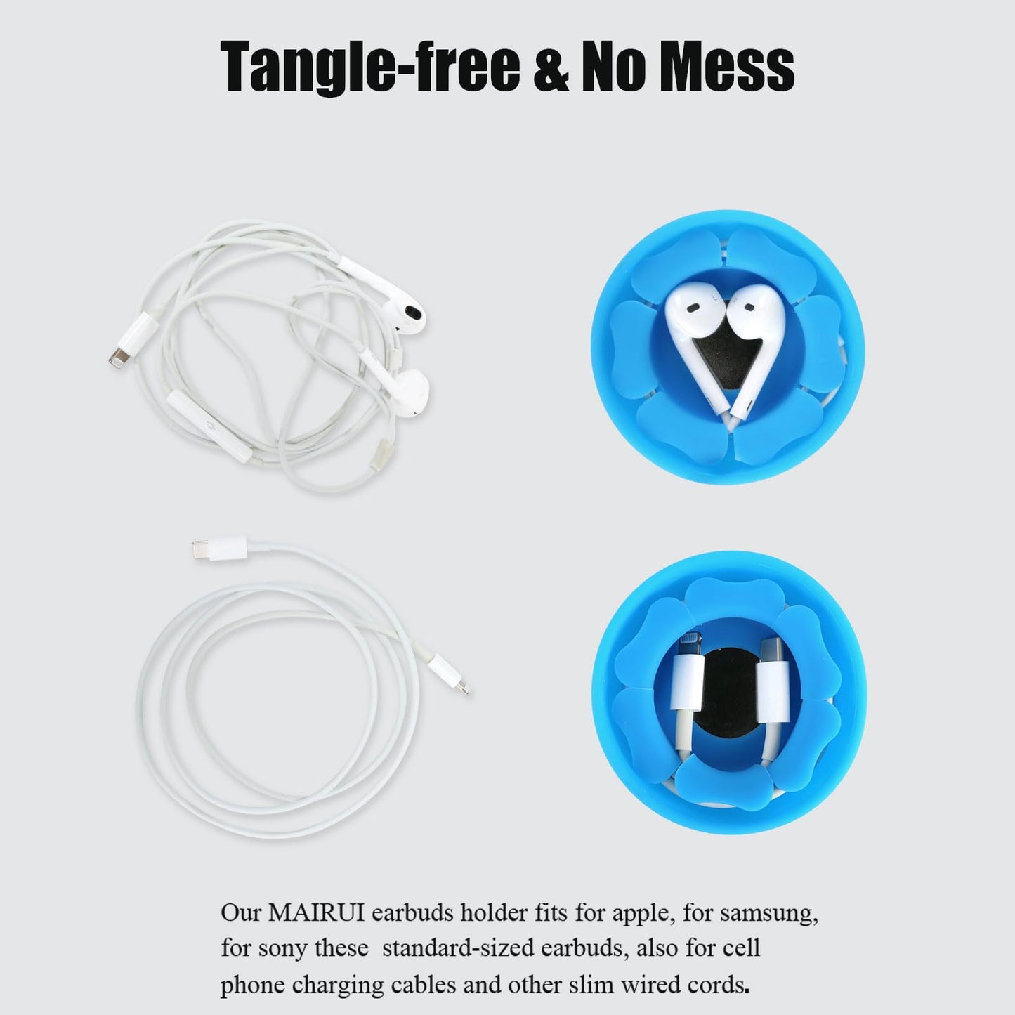 MAIRUI Wired Earbud Case 3 Pack Earphone Headphone Cord Organizer Earbuds Wrap Soft Silicone Magnetic Holder Storage Tangle Free Cable Winder(Red/Blue/Green)