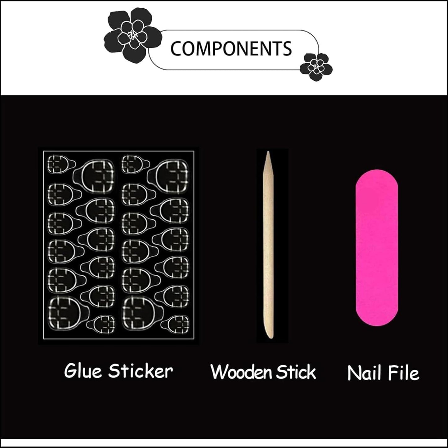 Almond Press on Nails Pink Flowers Fake Nails Medium Spring False Nails Press ons with Gold Floral Designs Glossy French Tip Glue on Acrylic Nails for Women Nail Decoration 24Pcs