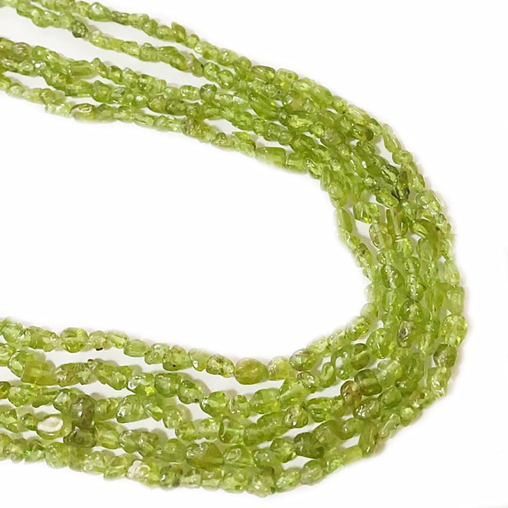 jodaying 6-8mm Natural Green Peridot Nuggets Oval Free Tumbled Pebble Semi Precious Gemstone Loose Stone Beads Approx 15.5 inch for DIY Jewelry Making