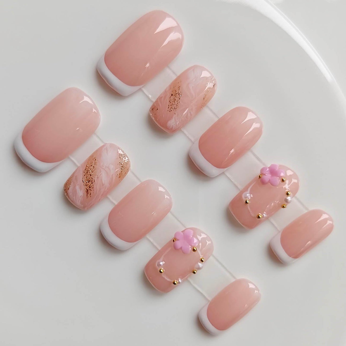 Gleamrain Medium Handmade Press On Nails M Size - 10Pcs - Gleamrain Design 501