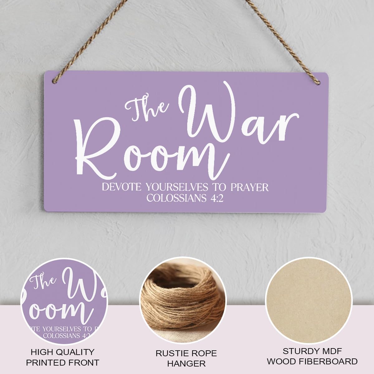 Purple Decor Rustic War Room Decor Christian Decoration Bible Verse Wood Decoration Sign Christian Scripture Printed Wood Sign Wall Art Religious Gifts Faith Based Gifts