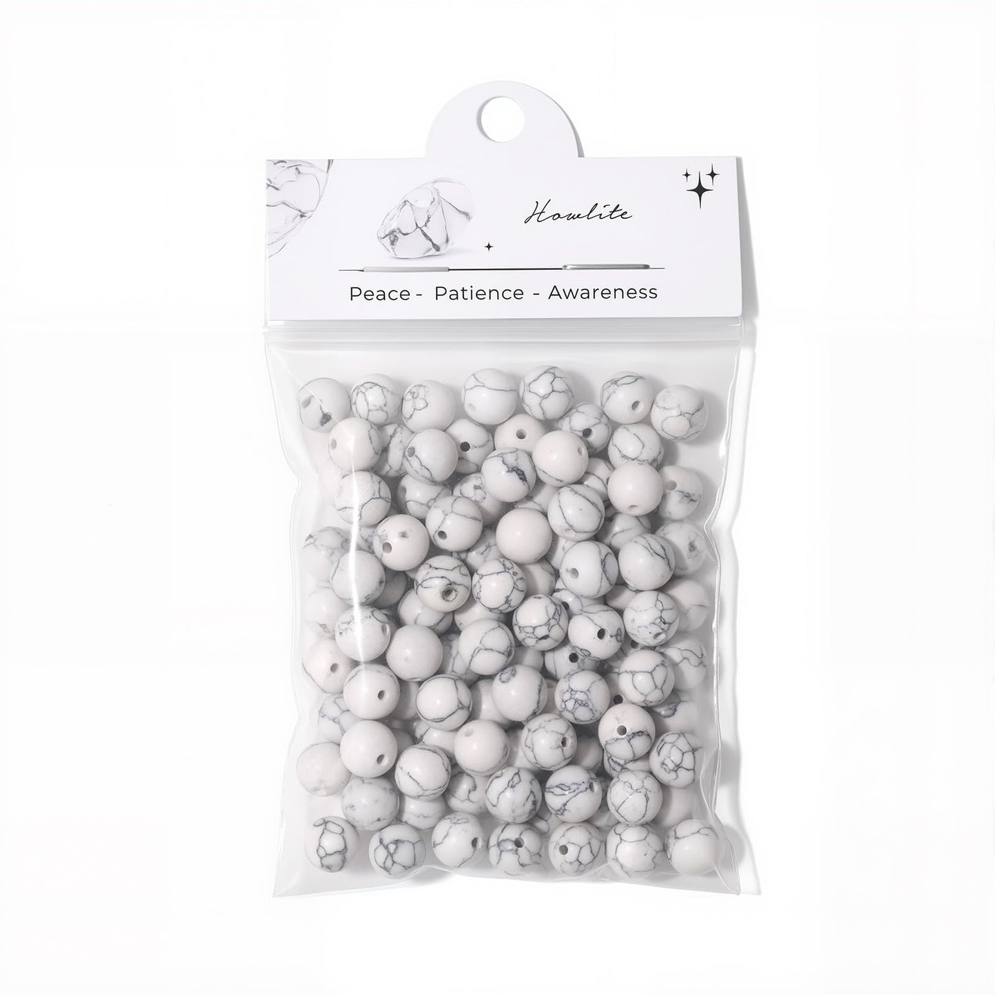 Raicegs 100pcs 8mm Howlite Beads Natural Gemstone Beads Round Loose Beads for Jewelry Making DIY Bracelets Necklace