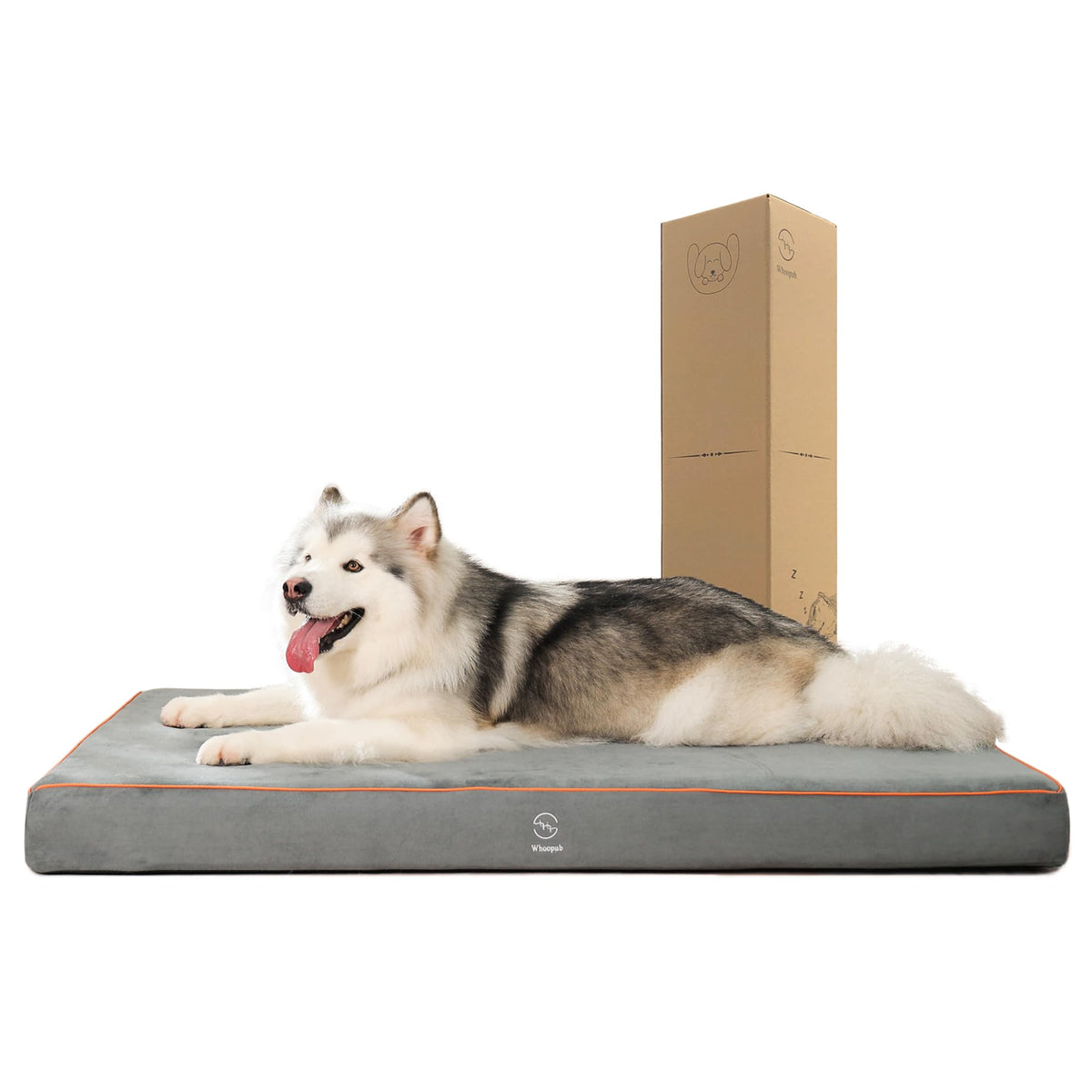 Whoopub Hard-Wearing Orthopedic Dog Bed for Crate, 53x36 Inch, Made of Memory and HR Foam, Two-Sided Use, Providing Soft and Relatively Hard Support, with an Extra Inner Waterproof Protector (Gray)