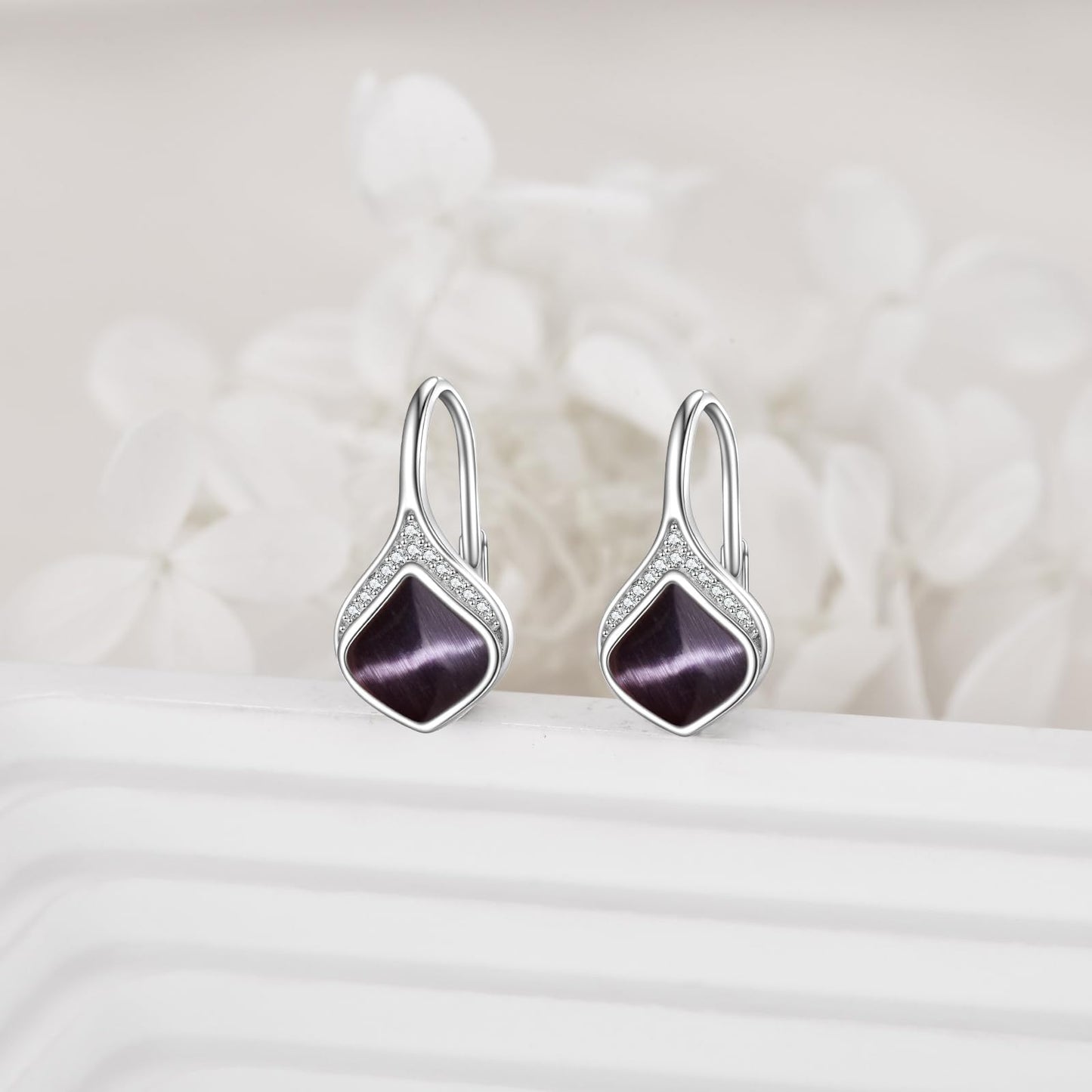 Black Earrings Sterling Silver Black Opal Teardrop Drop Earrings Boho Dangle Earrings Jewelry Christmas Gifts for Women