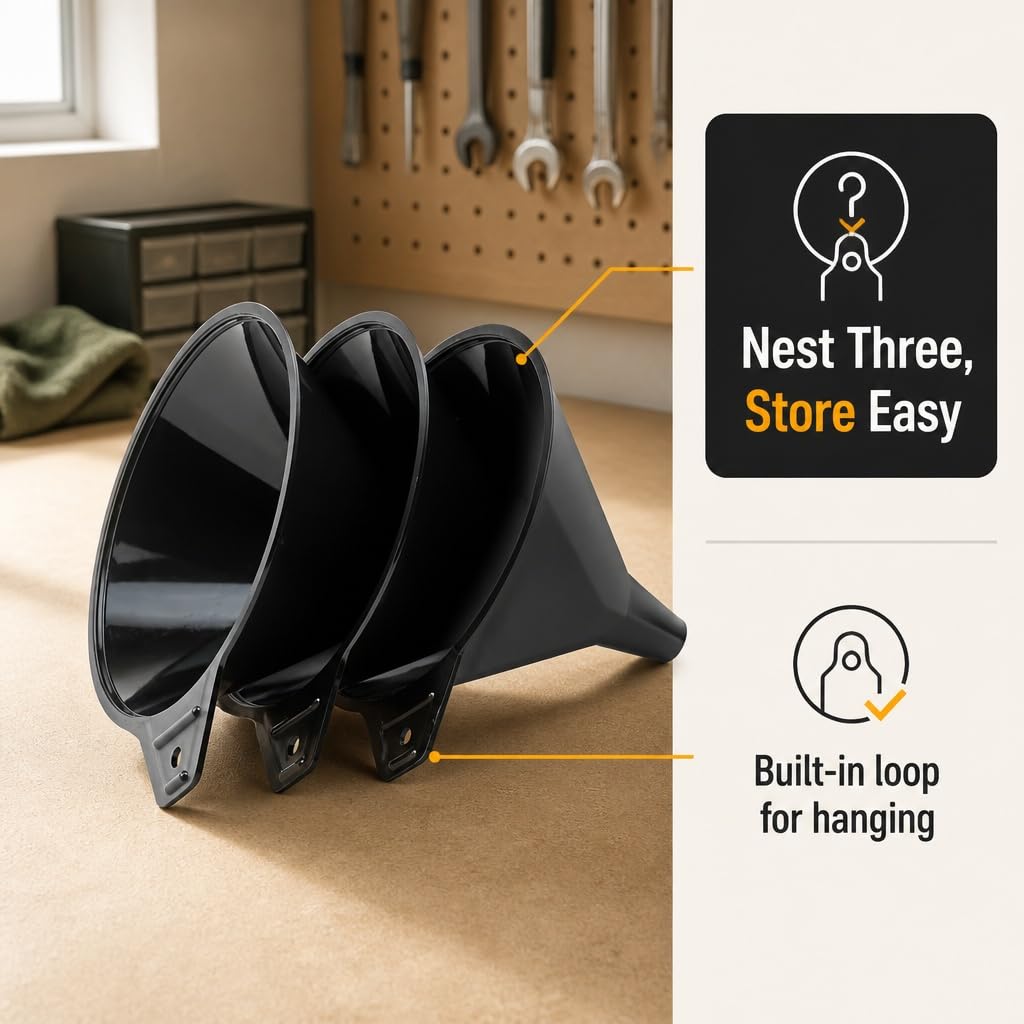 Plastic Funnels 3 Pack (3 Count)