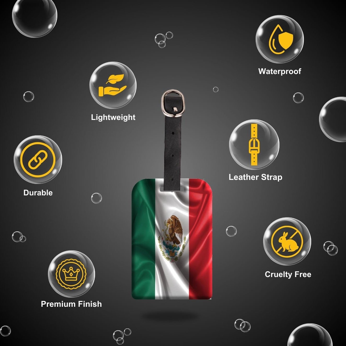 [Pack 2] tag8 Mexico Flag Tag Smart Bag tag |Trendy Luggage tag ID Identification | Suitcase Tag | Fashionable Digital Name tag | Airline Compliant, SITA World Tracer Code Enabled | Gift idea