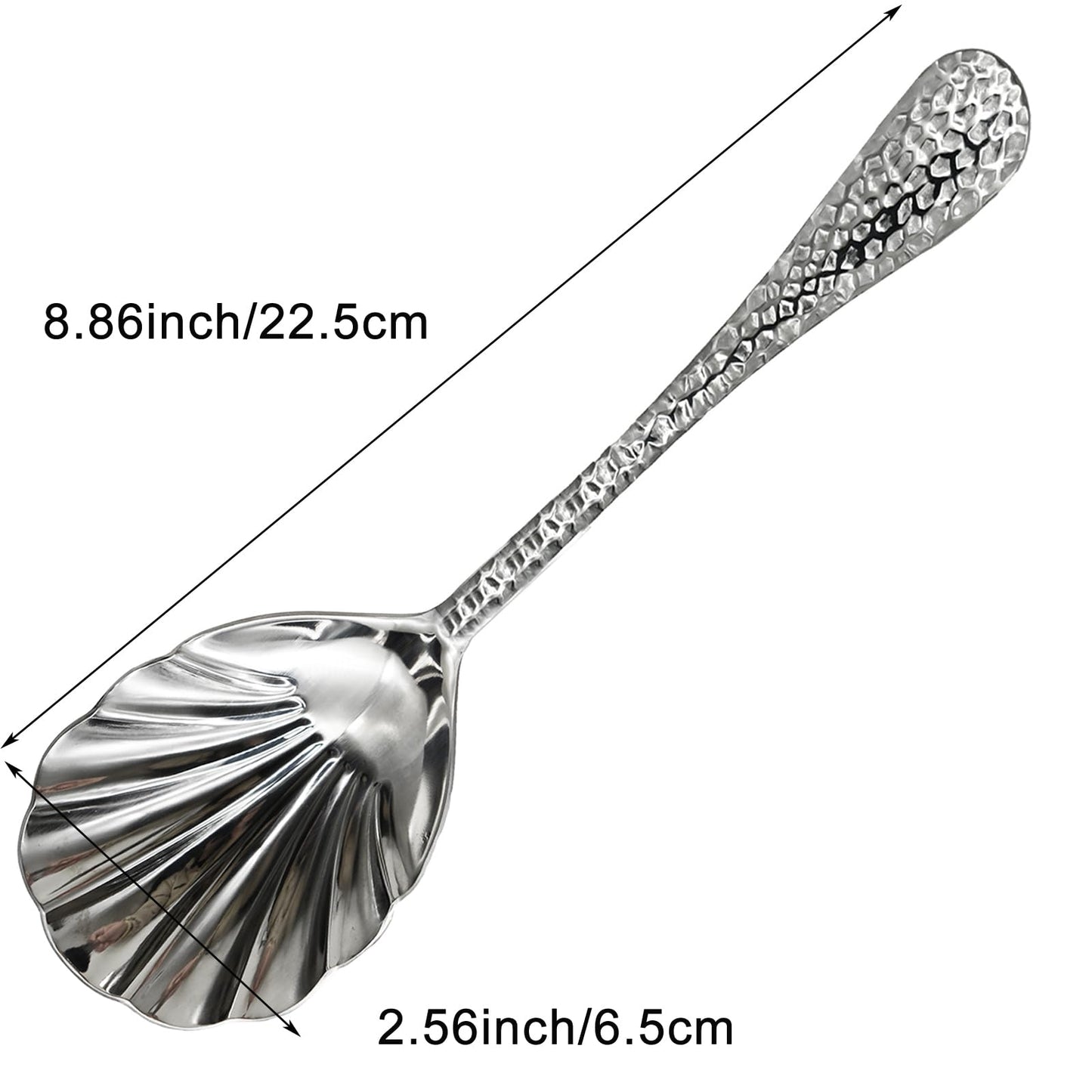 Pinenjoy 2Pcs Shell Shape Serving Spoons 18/10(304) Stainless Steel Vegetable Spoon 8.85inch Large Scalloped Soup Spoon for Home Party Restaurant Buffet