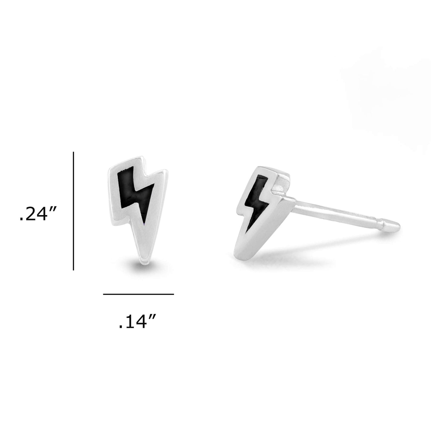 Boma Jewelry Sterling Silver Onyx Lightning Bolt Stud Earrings