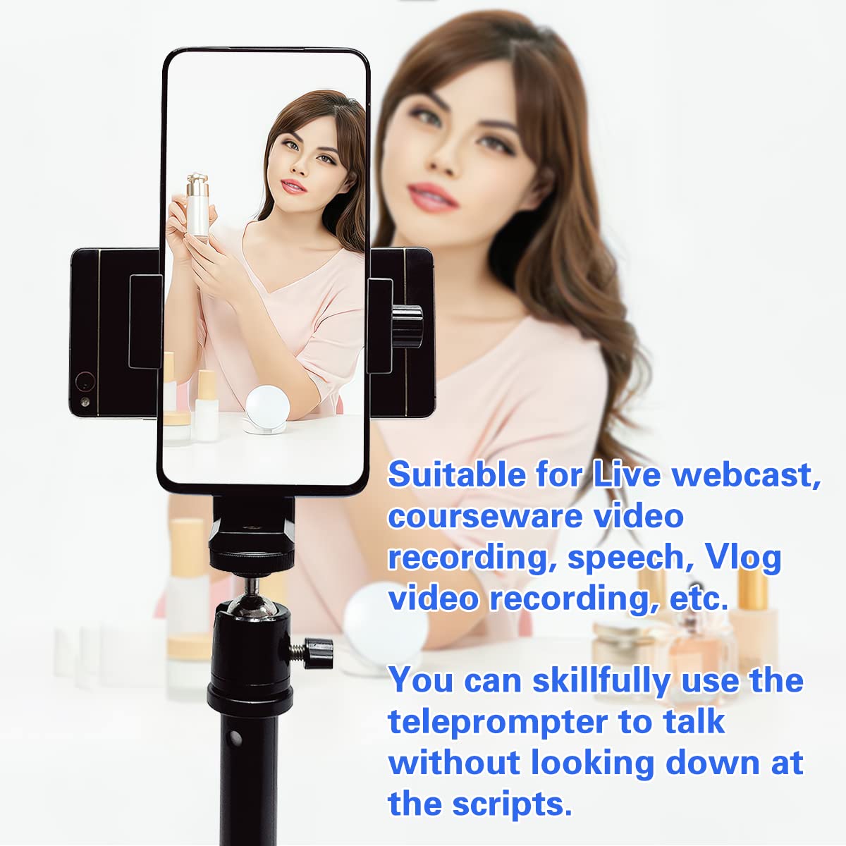Teleprompter iPhone & Android, Double Phone Holder for Video Recording, Neewer Teleprompter Kit, The Collapsing Design Allows for Easy Storage and Transport 20" Desk Version Strengthened