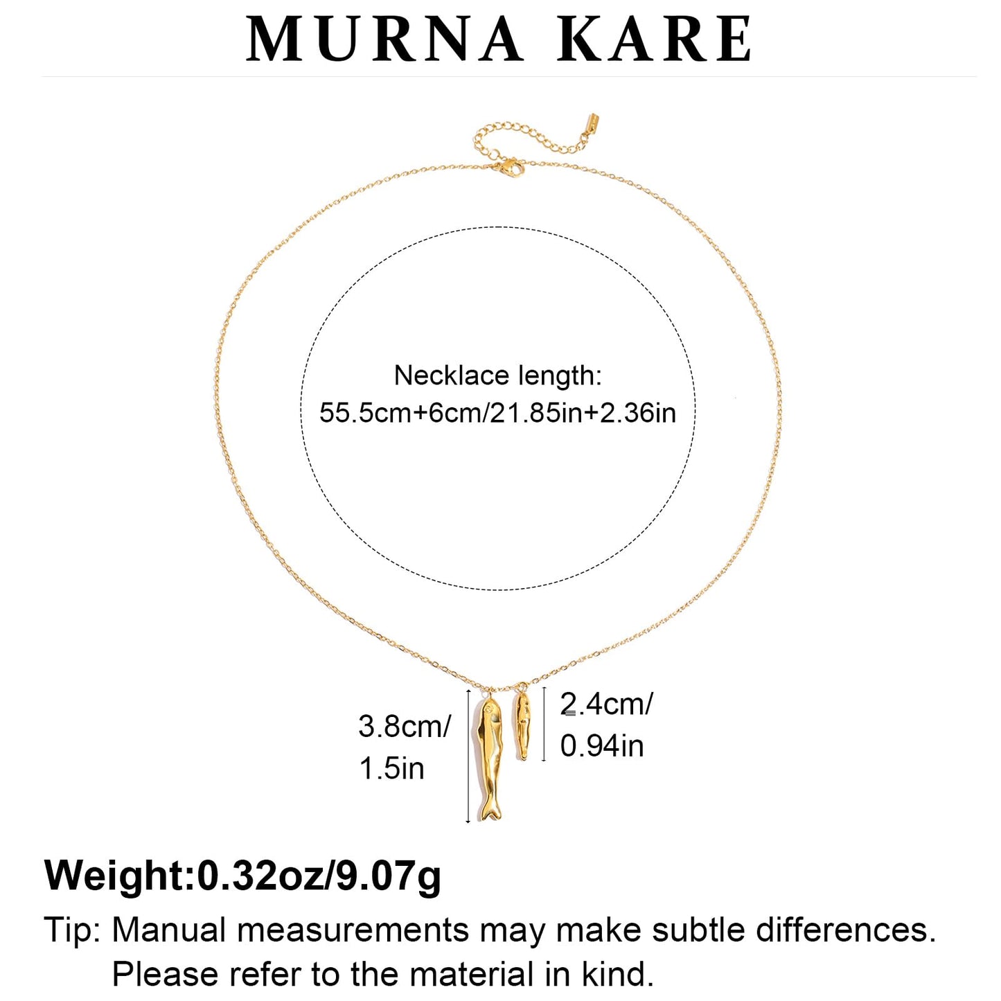 MURNA KARE Beach Necklaces for Women - Fish Pendant Necklace, Waterproof Ocean Summer Beach Jewelry