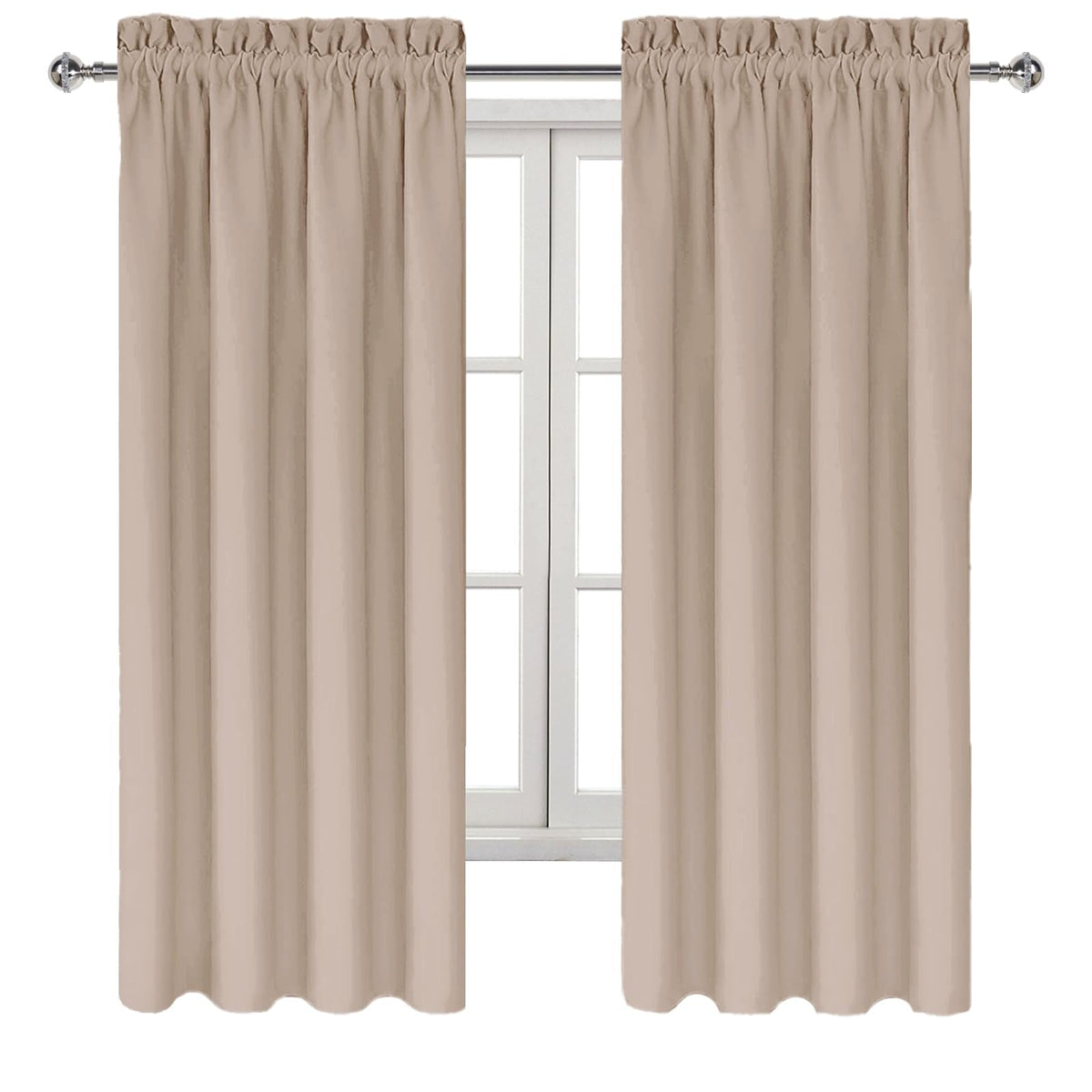 Blackout Curtains for Bedroom Living Room 38 x 72 Inch Long Camel (2 Count)