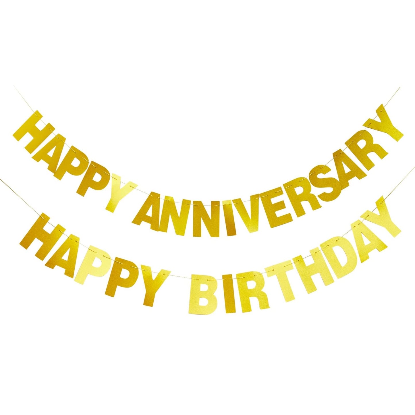 Make Your Own Banner Kit - 130-Piece, Gold Glitter, 5-Inch Characters - DIY Banner Kit with Glitter String Letters for Birthday & Wedding Party Decor