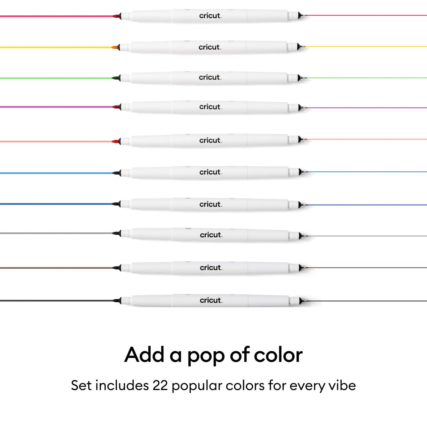 Cricut® Dual-Sided Markers, Ultimate Marker Set (22 ct) - 1.0mm Marker Tip + 0.4mm Fine Point Pen Tip - For use with Maker, Explore, & Venture Machines