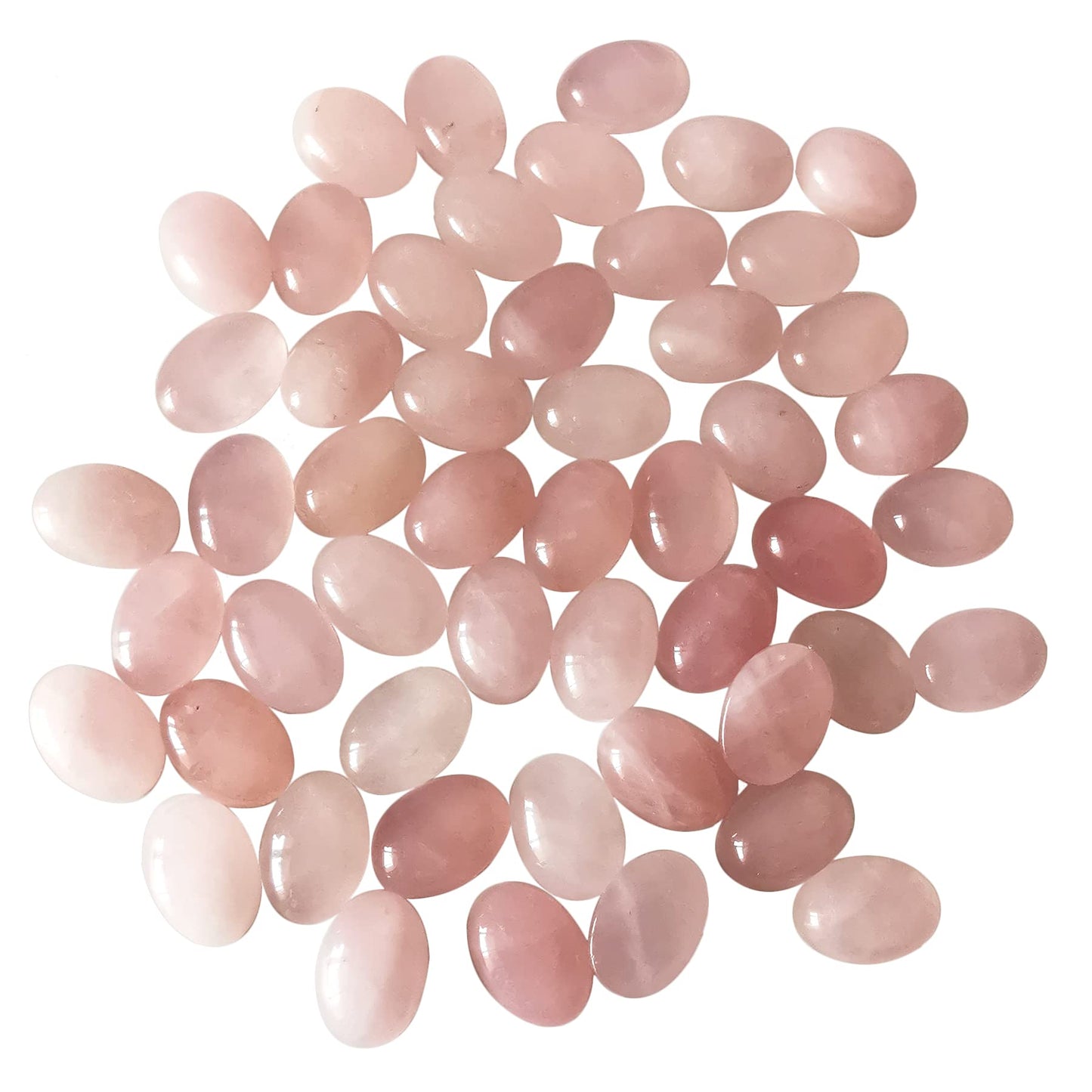 Loveliome 18x13mm Oval Cabochons Flatback Crystal Stone Gemstones Beads for Jewelry Making DIY Pack of 10, Rose Quartz