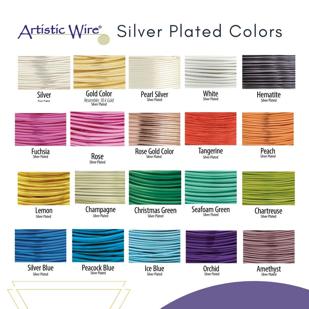Artistic Wire, 22 Gauge Silver Plated Tarnish Resistant Colored Copper Craft Wire, White, 10 yd