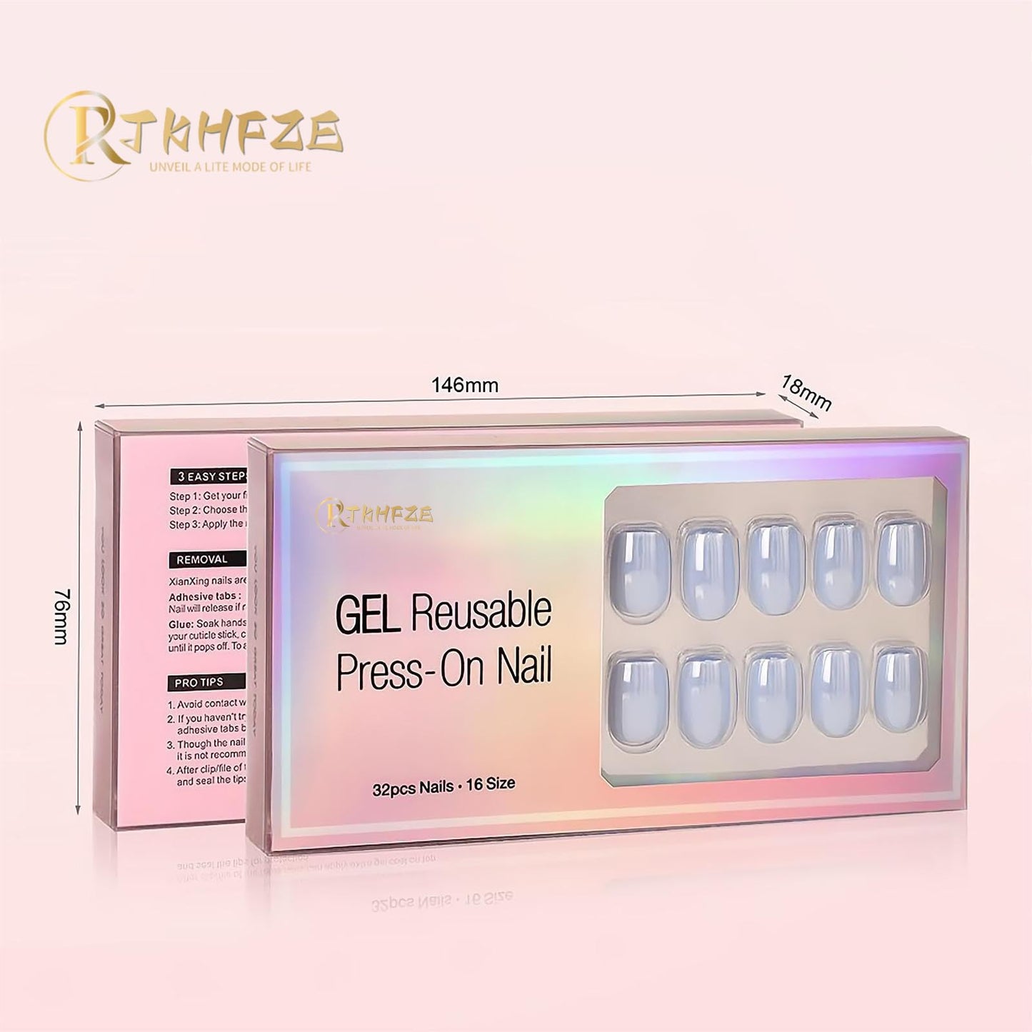 RTKHFZE Press on Nails Short-Pink Marble Press On Nails Almond,Short Fake Nails with Glue,Almond Stick On Nails,Glue On Nails in 16 Sizes - 32 Pcs Soft Gel Fake Nails Kit for Gift Idea