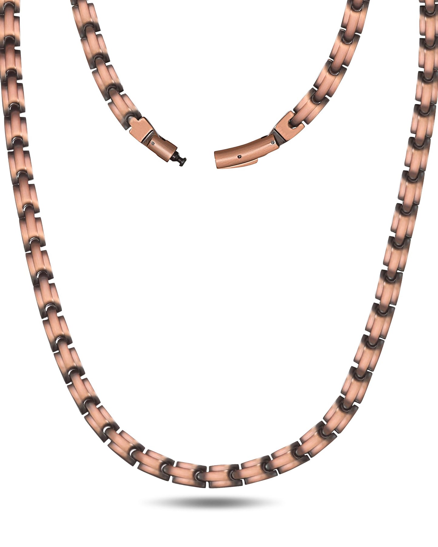 Feraco Copper Necklace for Men Women, 99.99% Pure Copper Magnetic Chains with 3500 Gauss Ultra Strength Neodymium Magnets, Adjustable Jewelry Gift with Sizing Tool (Smooth Wave)