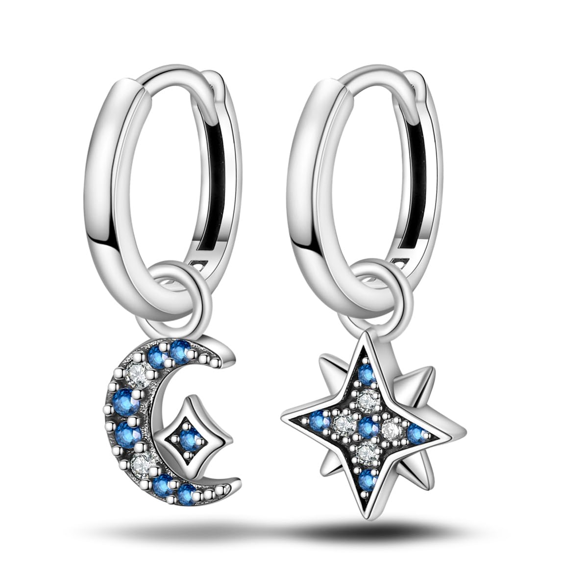 Cycuff 925 Sterling Silver Hoop Earrings Colorful Cubic Zirconia Jewelry Drop Earrings for Women Set Earring Presents for Her