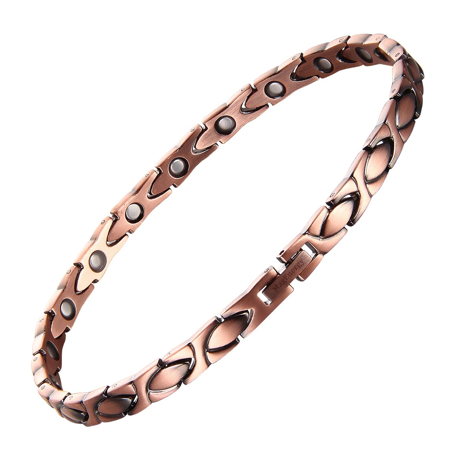 MagEnergy Copper Bracelet Anklet for Women 9 inches Adjustable Ankle Bracelet for Lymphatic Drainage Jewelry Box with Sizing Tool (XO)