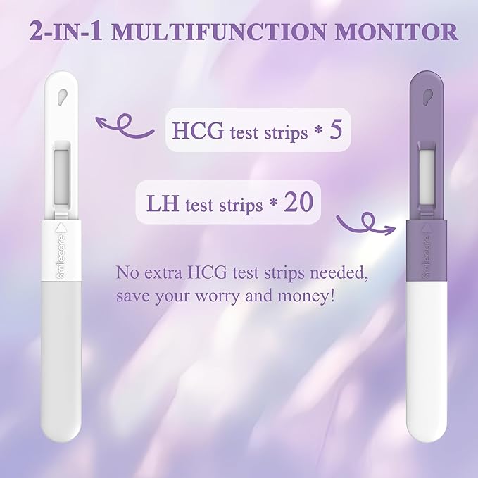 Fertility Monitor Kit 2-in-1 with 20 Ovulation Test Strips & 5 Pregnancy Test Strips + App Included for TTC Women