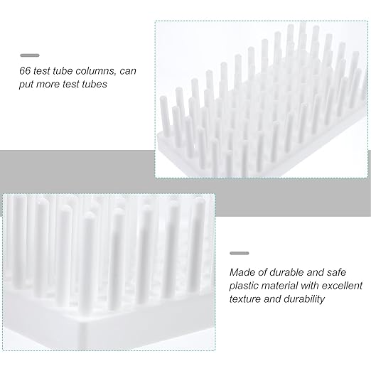 Test Tube Rack Set with Metal Brackets and Polypropylene Holders 3-Piece Lab Tube Stand for Centrifuge Tubes and Glass Test Tubes Compact 6.88X3.74X7.08 Inch Drying and Storage Organizer
