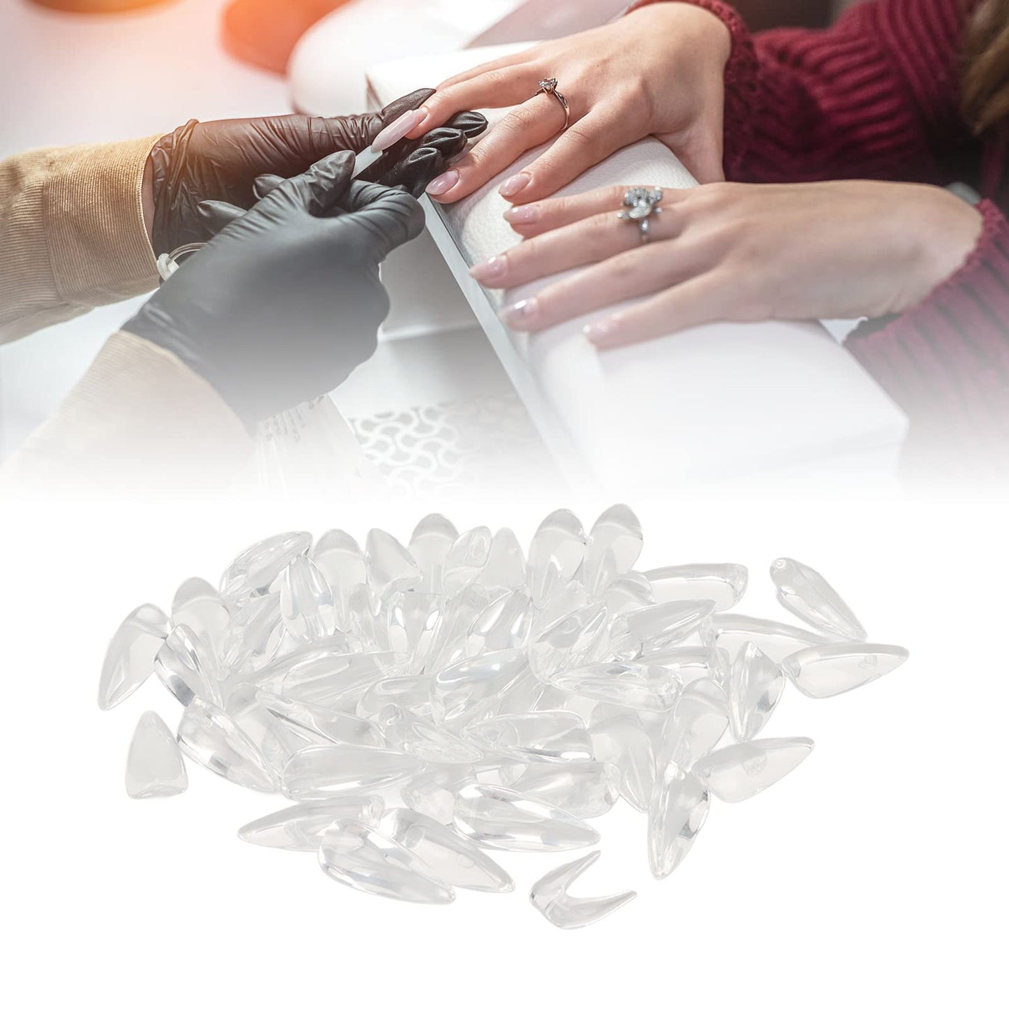 Transparent Glass Nail Polish Color Card,50Pcs Nail Gel Polish Display Tips Nail Practice Card DIY Manicure Tool Accessories Pointed Almond Shape