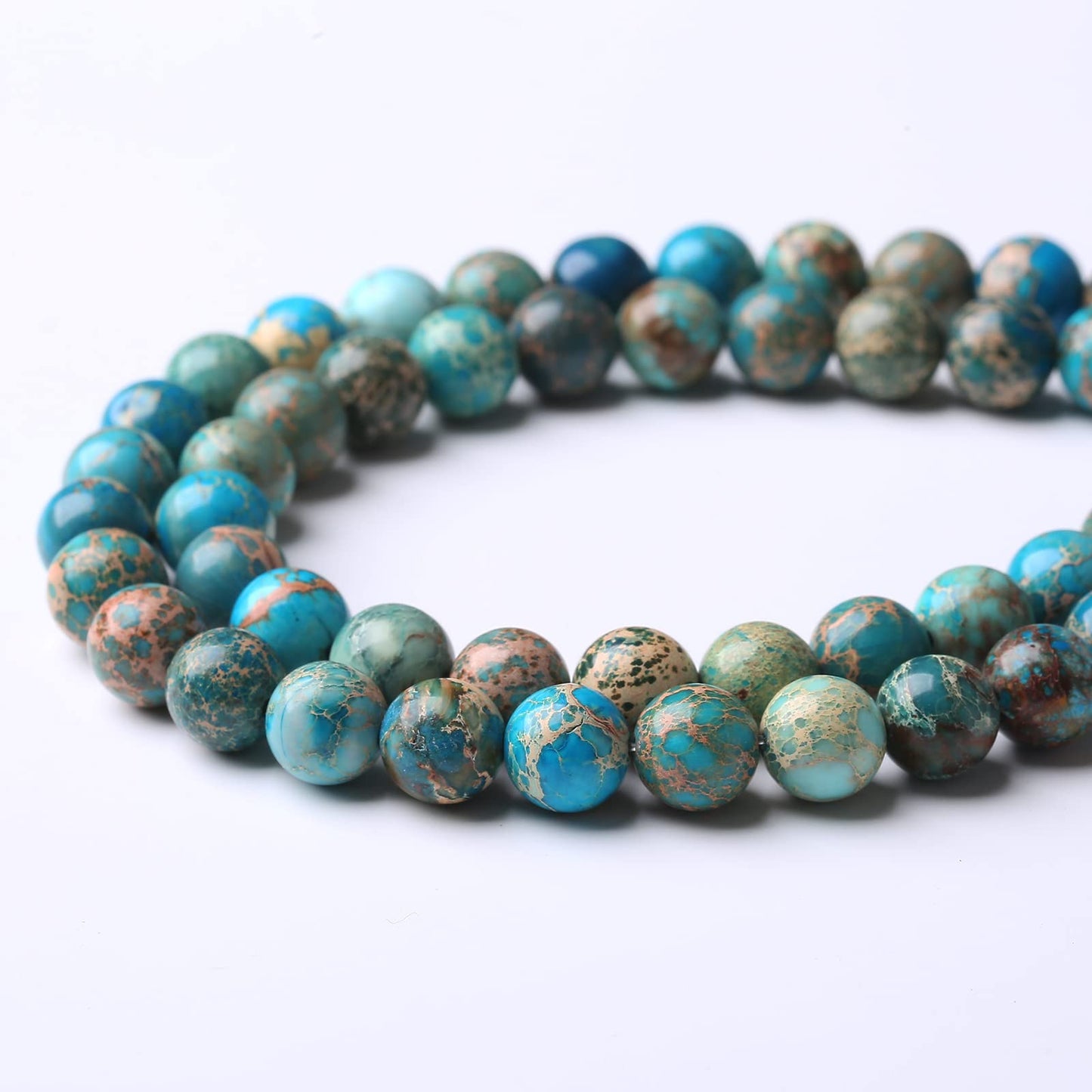 36PCS 10MM Natural Blue Imperial Jasper Stone Beads Round Shape Suitable for Jewelry DIY Bracelet 15 Inches